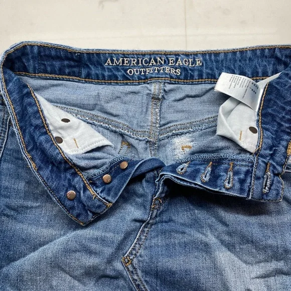 American Eagle Outfitters Distressed Blue Mini Skirt - Picture 3 of 4